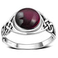 Garnet Stone Celtic Sterling Silver Ring