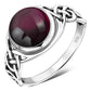 Garnet Stone Celtic Sterling Silver Ring