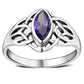 Celtic Knot Amethyst CZ Silver Ring
