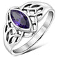 Celtic Knot Amethyst CZ Silver Ring