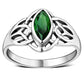 Celtic Knot Green CZ Silver Ring