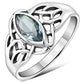 Celtic Knot Blue Topaz CZ Silver Ring
