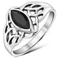 Celtic Knot Faceted Black Onyx Silver Ring