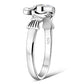 Clear CZ Irish Claddagh Silver Ring