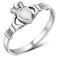 Mother of Pearl Irish Claddagh Silver Ring