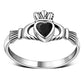 Faceted Black Onyx Claddagh Silver Ring