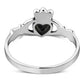 Faceted Black Onyx Claddagh Silver Ring