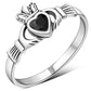 Faceted Black Onyx Claddagh Silver Ring