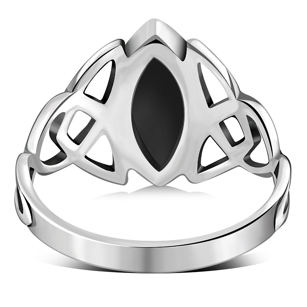 Celtic Knot Sterling Silver Ring w Black Onyx