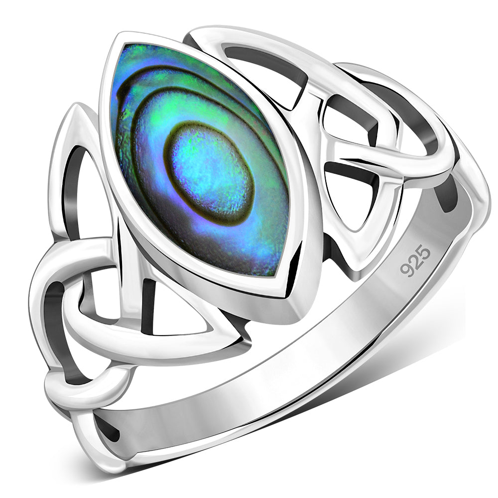 Abalone Shell Celtic Knot Silver Ring