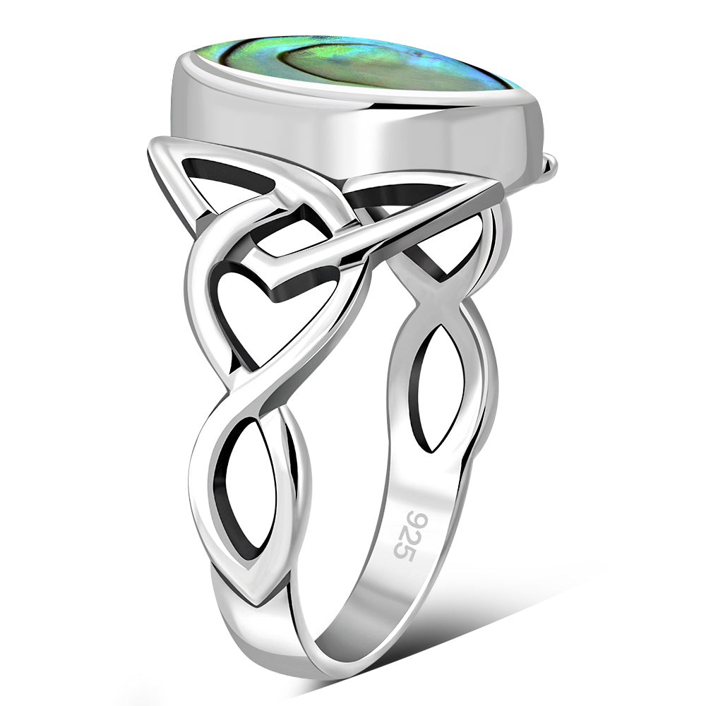 Abalone Shell Celtic Knot Silver Ring