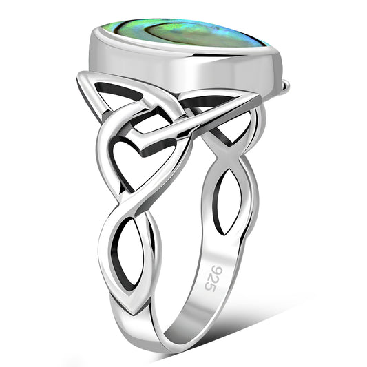 Abalone Shell Celtic Knot Silver Ring