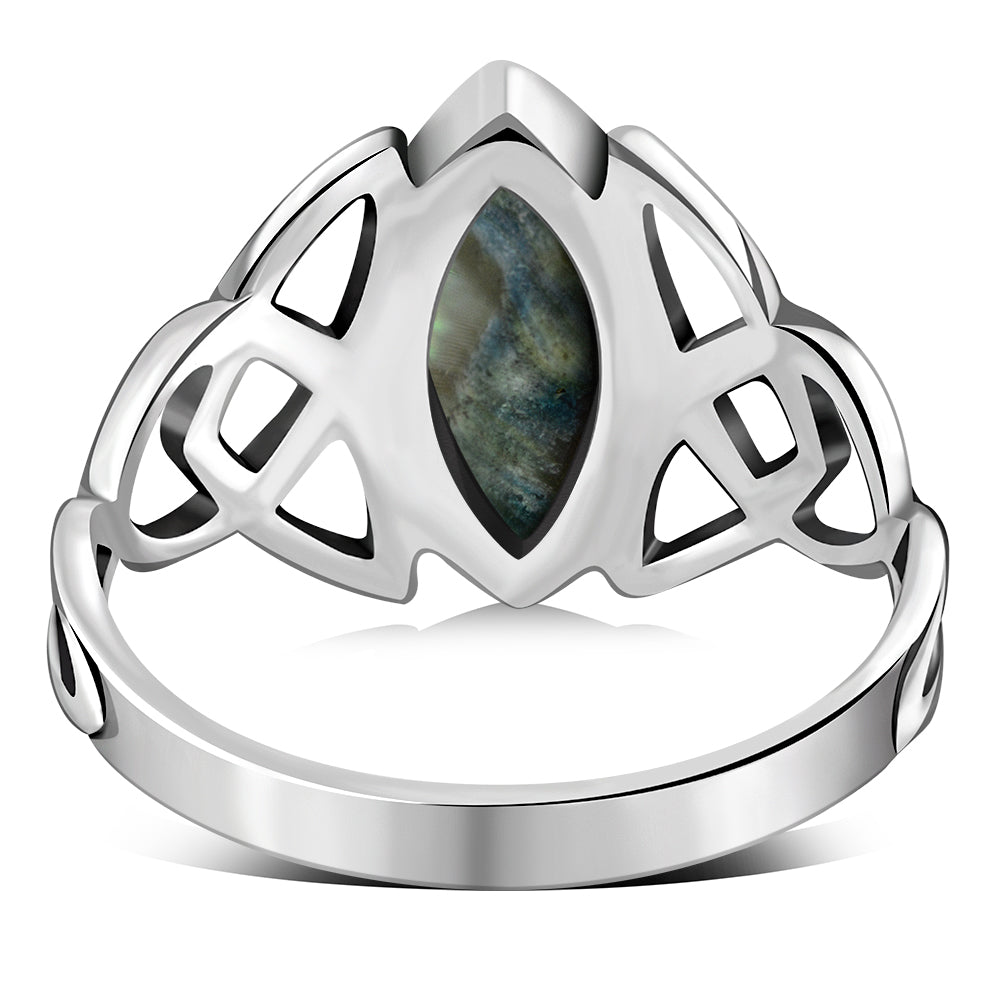 Abalone Shell Celtic Knot Silver Ring