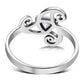 Clear CZ Triskele Triple Spiral Silver Ring