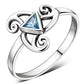 Blue Topaz CZ Triskele Triple Spiral Silver Ring