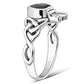 Faceted Black Onyx Trinity Knot Claddagh Silver Ring
