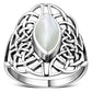 Large Mother Of Pearl Celtic Silver Ring