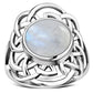 Rainbow Moonstone Celtic Sterling Silver Ring