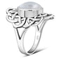 Rainbow Moonstone Celtic Sterling Silver Ring