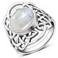 Rainbow Moonstone Celtic Sterling Silver Ring