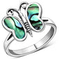 Abalone Shell Butterfly Silver Ring