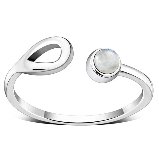 Rainbow Moonstone Silver Open Ring