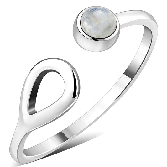 Rainbow Moonstone Silver Open Ring