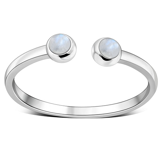 Rainbow Moonstone Sterling Silver Open Ring