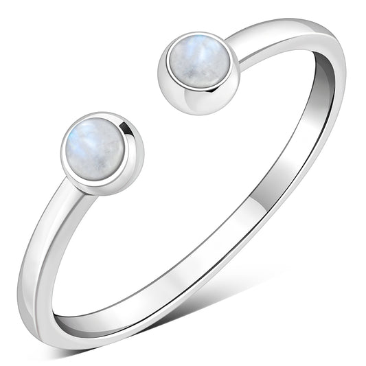 Rainbow Moonstone Sterling Silver Open Ring