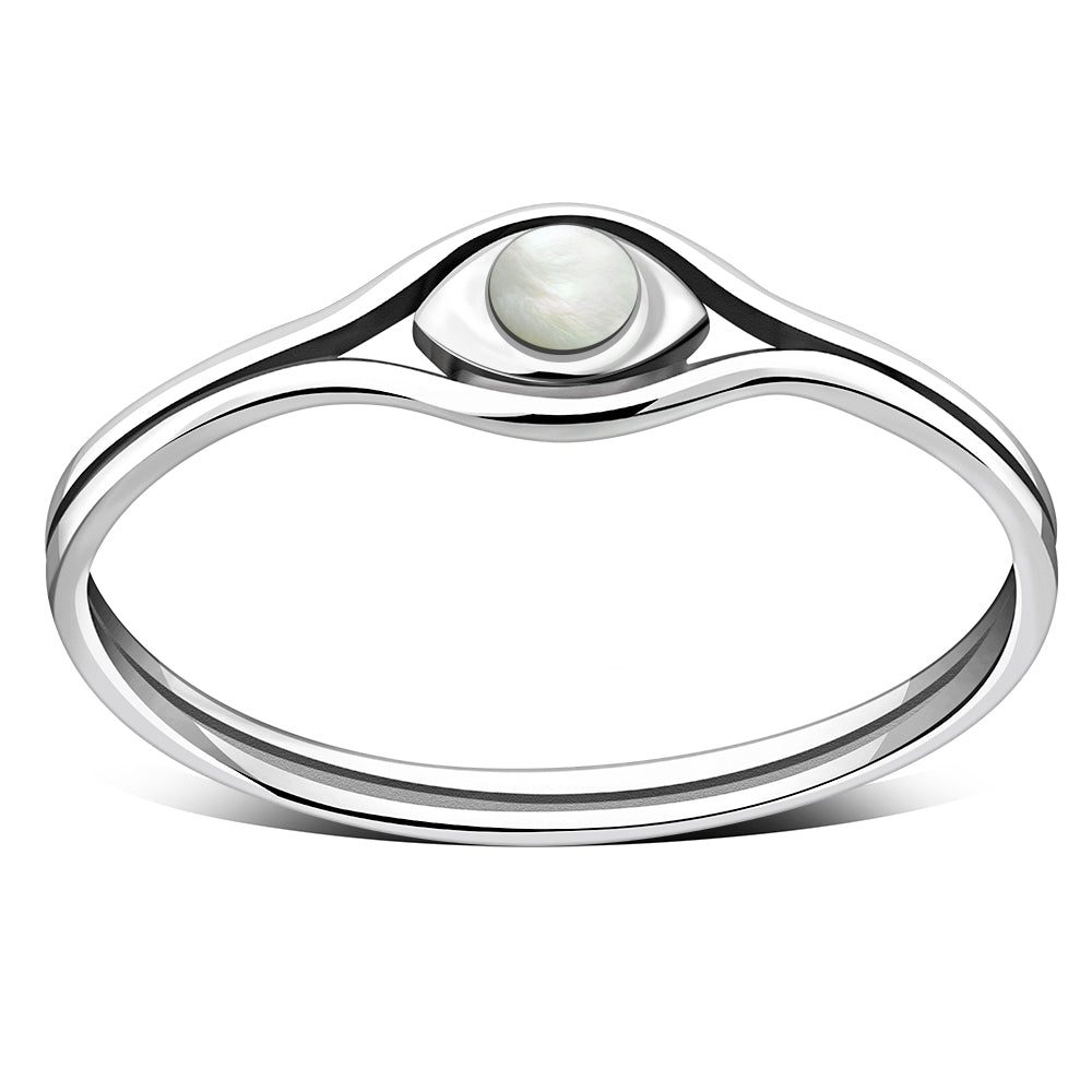 Evil Eye Mother of Pearl Silver Ring