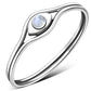 Evil Eye Rainbow Moonstone Silver Ring