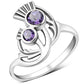 Amethyst Stone Thistle Silver Ring