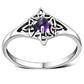 Delicate Amethyst Stone Celtic Knot Silver Ring