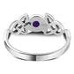 Celtic Trinity Silver Amethyst Stone Ring