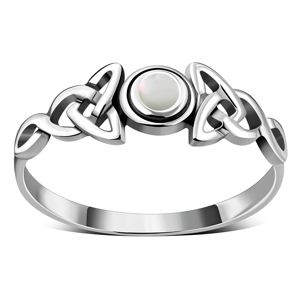 Celtic Trinity Silver Mother of Pearl Ring