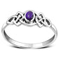 Amethyst Stone Cab Celtic Knot Silver Ring