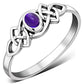 Amethyst Stone Cab Celtic Knot Silver Ring