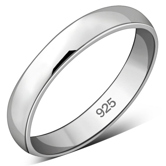 3.8mm Wide | Plain Round Top Silver Blank Engravable Wedding Band Ring