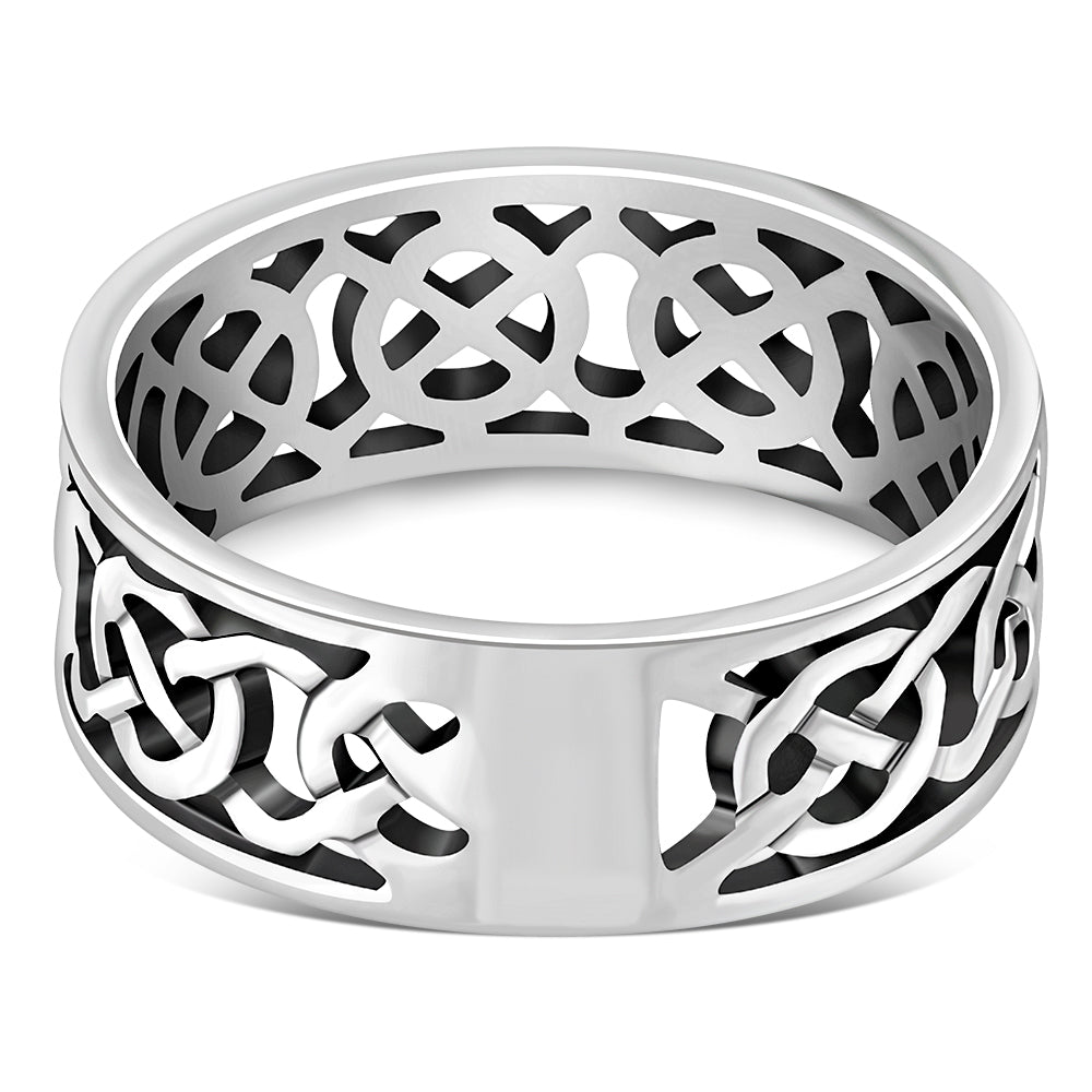 Irish Gaelic Celtic Knot 925 Sterling Silver Band Ring