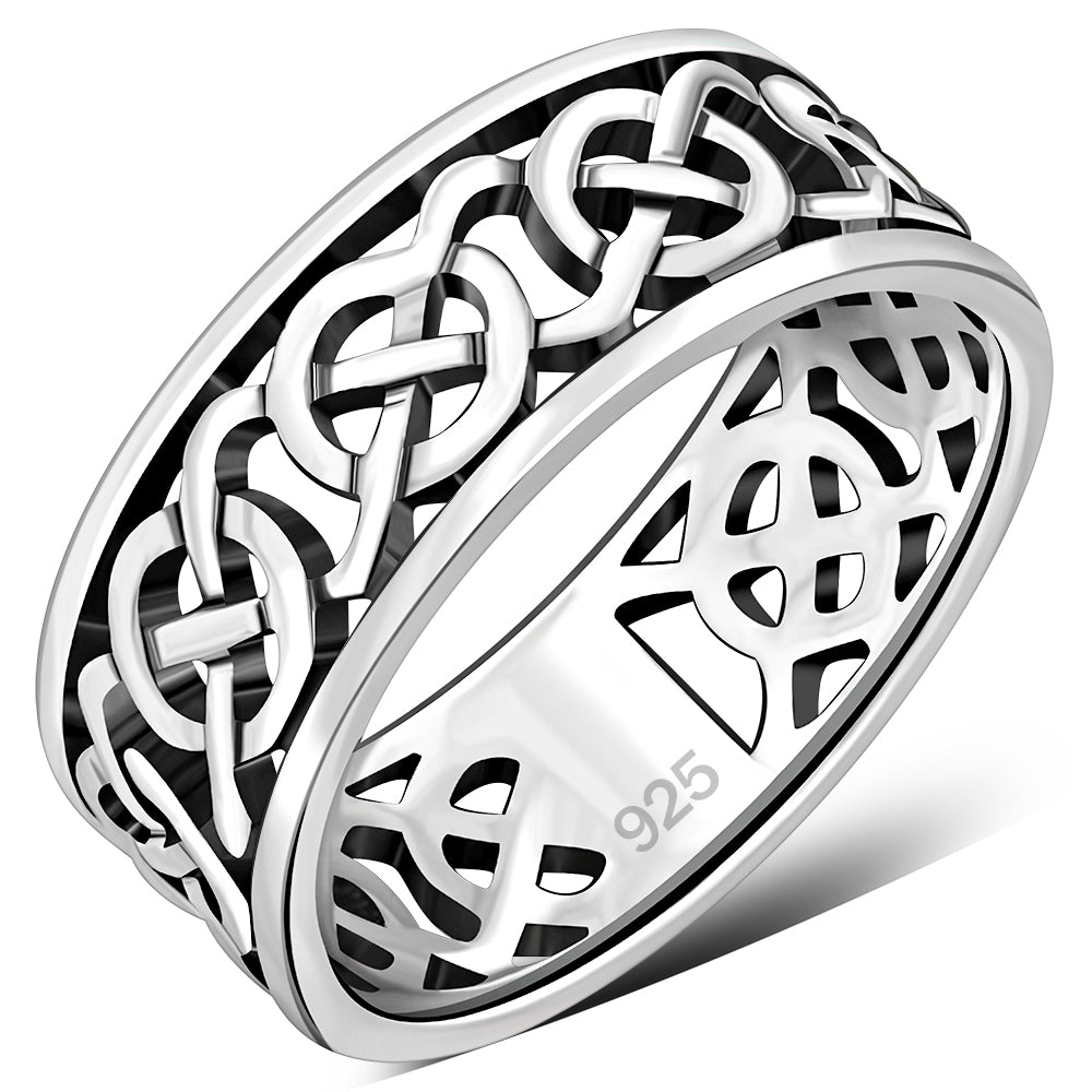 Irish Gaelic Celtic Knot 925 Sterling Silver Band Ring