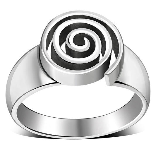 Plain Solid Silver Spiral Ring