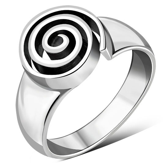 Plain Solid Silver Spiral Ring
