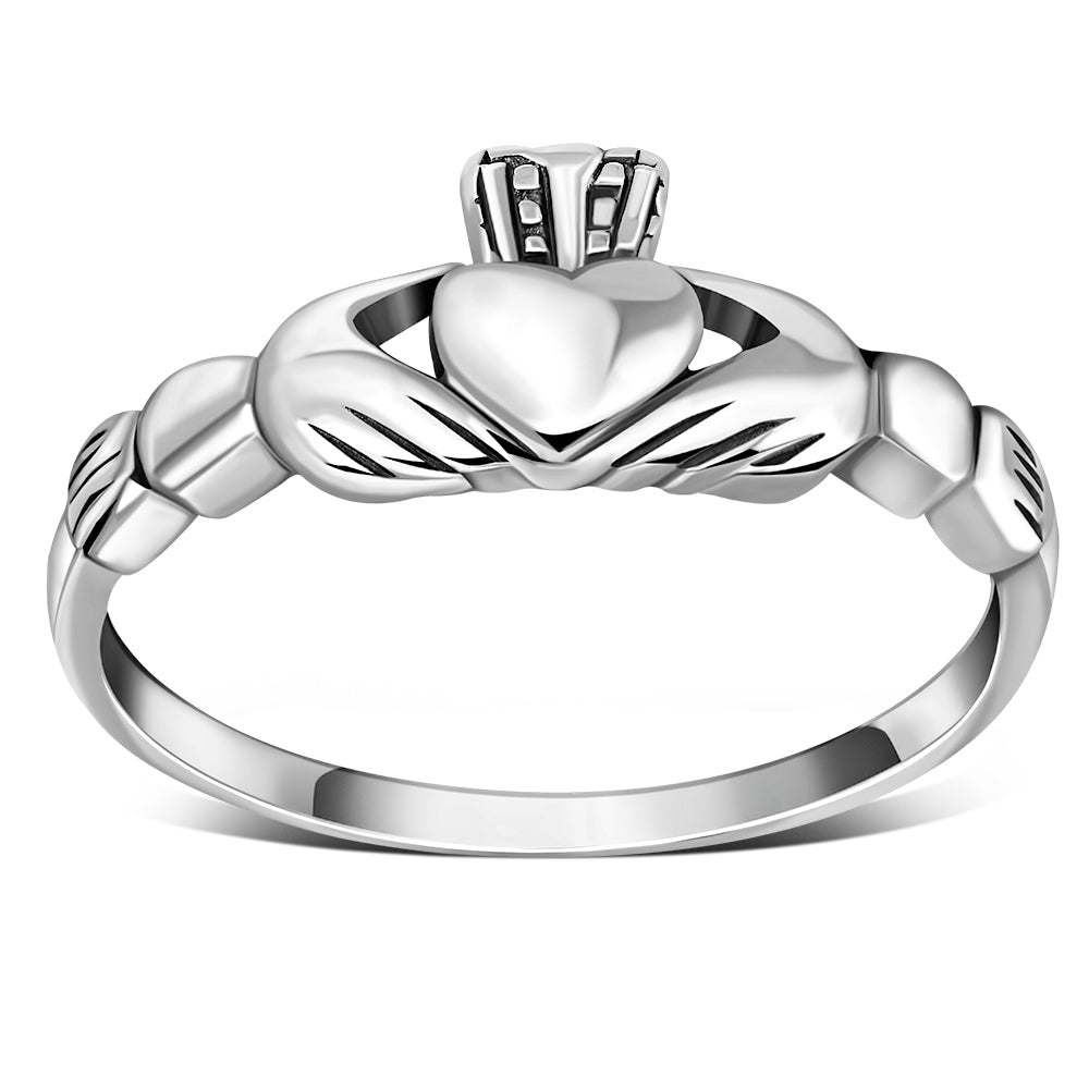 Small Irish Claddagh Silver Ring