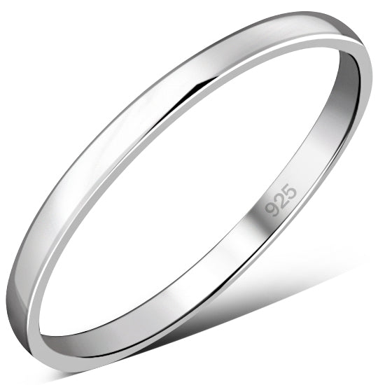 2mm Wide | Plain Flat Top Silver Blank Engravable Wedding Band Ring
