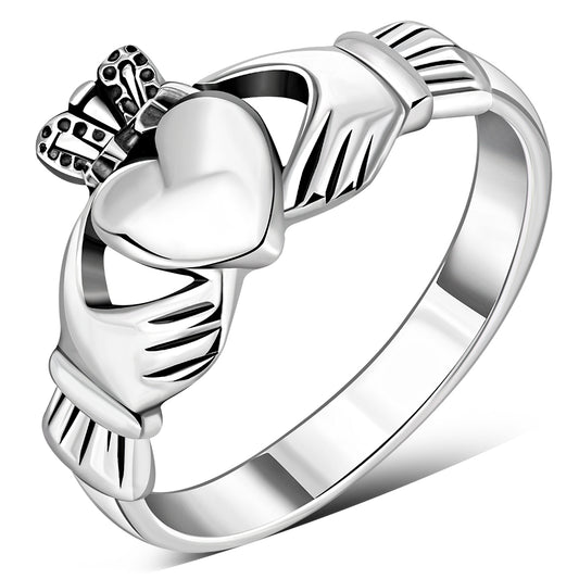 Plain Solid Sterling Silver Claddagh Ring