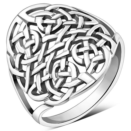 Large Light Round Celtic Knot Silver Ring