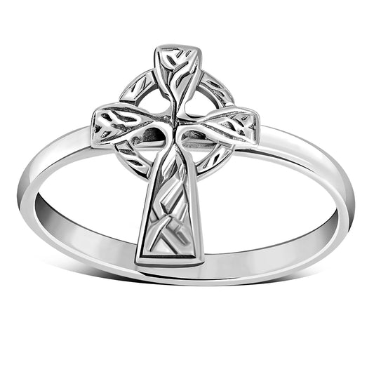Celtic Cross Plain Sterling Silver Ring