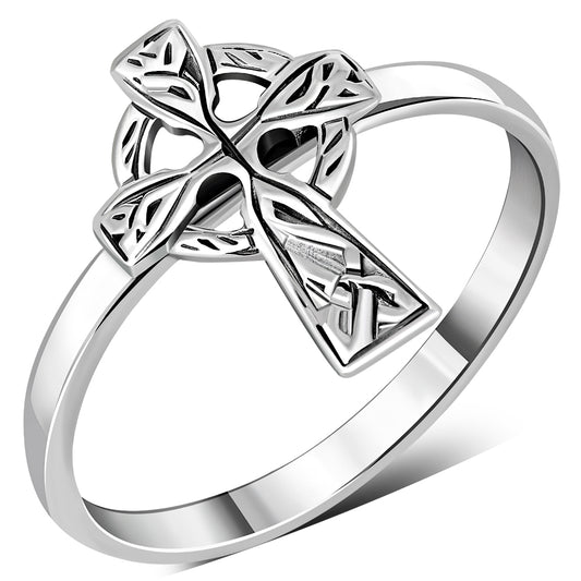 Celtic Cross Plain Sterling Silver Ring