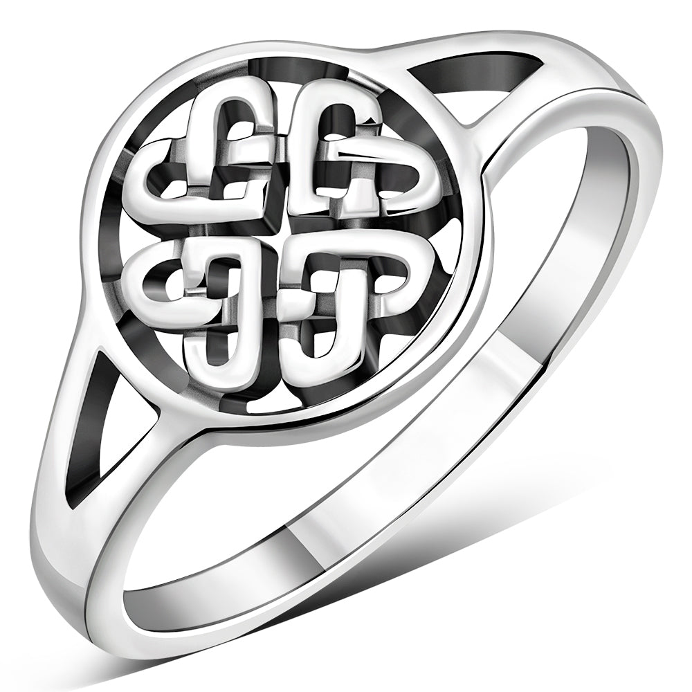 Plain Celtic Heart Knots Silver Ring