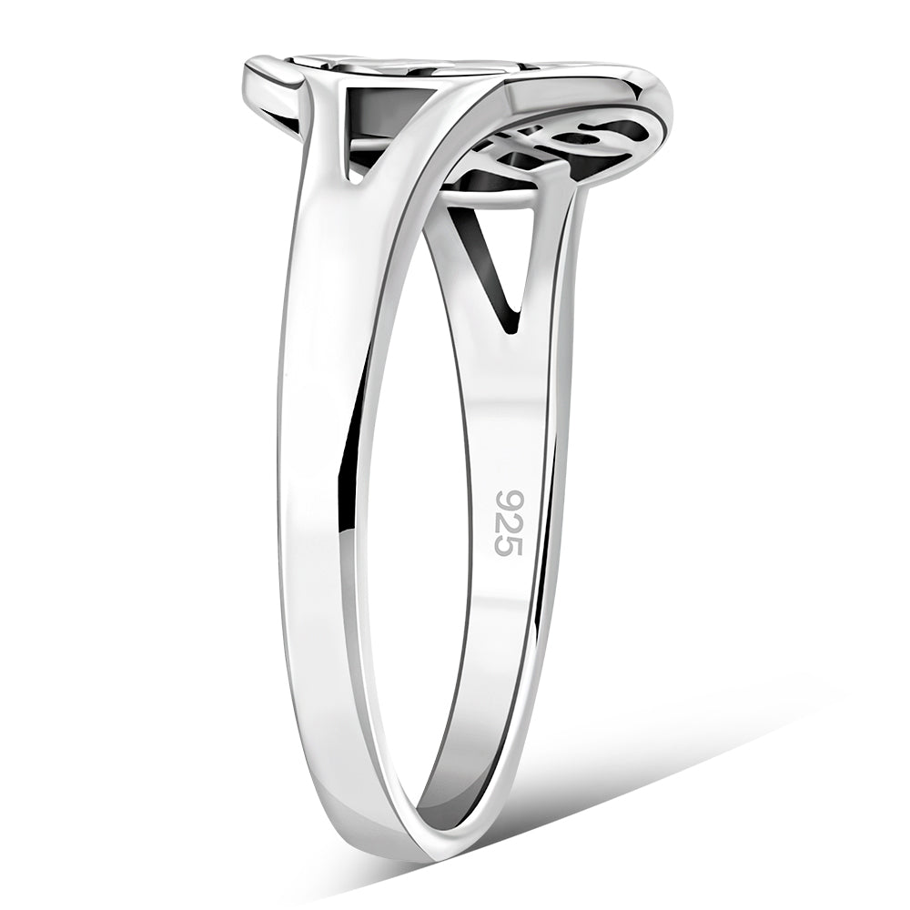 Plain Celtic Heart Knots Silver Ring